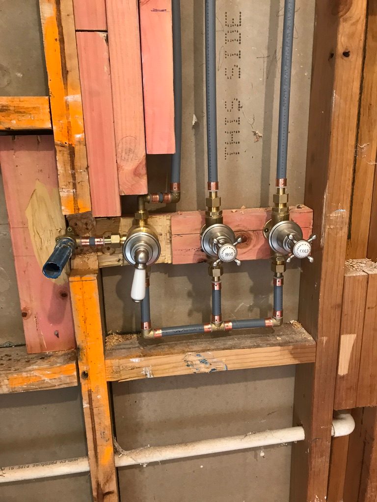 Shower mixer rough-in — hot & cold